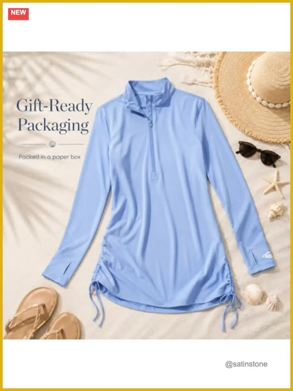 UPF 50+ Sun Protection Quick Dry Coverup Dress with Thumb Holes